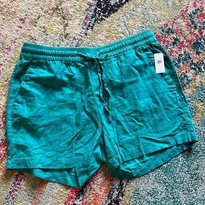 NWT Teal Linen Drawstring Shorts